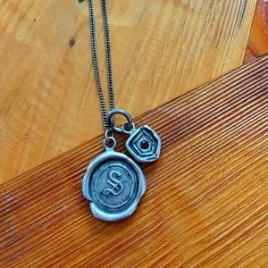 Pyrrha S Initial Necklace with Birthstone Charm